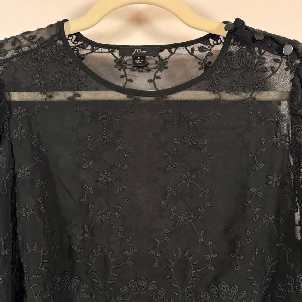 J. Crew Sheer Lace Embroidered Blouse Women Small Whimsigoth Fairy Dark Feminine
